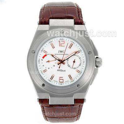 IWC InGenieur Automatic with White Dial-Leather Strap