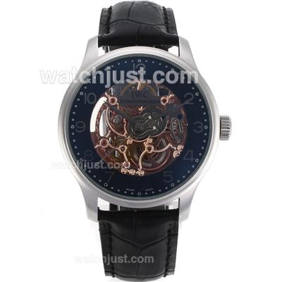 IWC Automatic Number Markers with Skeleton Dial-Leather Strap