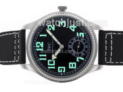 IWC Fllegerur Manual Winding Green Markers with Black Dial-Leather Strap