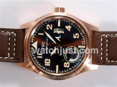 IWC Saint Exupery Power Reserve Working Automatic Rose Gold Case with Brown Dial-AR Coating