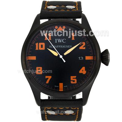 IWC Big Pilot PVD Case Orange Markers with Black Dial-Leather Strap