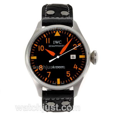 IWC Pilot Automatic Orange Markers with Black Dial-Leather Strap