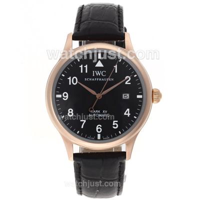 IWC Pilot Mark XV Automatic Number Markers with Black Dial-Leather Strap