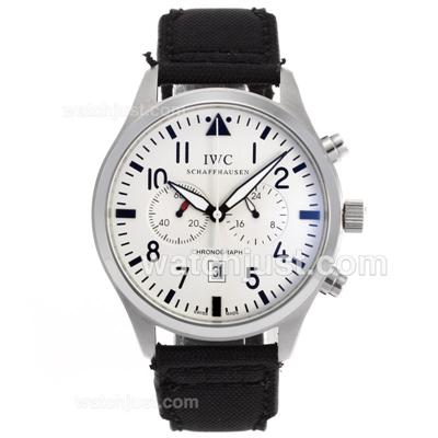 IWC Pilot Working Chronograph with White Dial-Nylon Strap