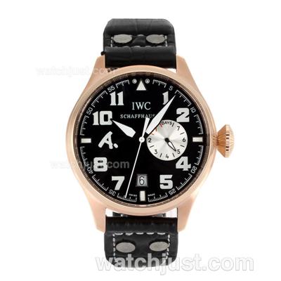 IWC Pilot Working Power Reserve Automatic Rose Gold Case with Black Dial-Antoine St Exupery Limited Edition