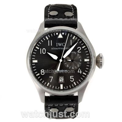 IWC Pilot Working Power Reserve Automatic White Markers with Gray Dial-Leather Strap