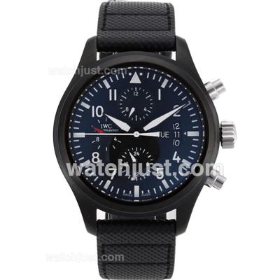 IWC Top Gun Pilot Automatic PVD Case with Black Dial-Leather Strap