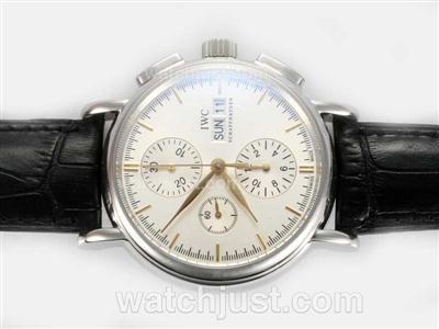 IWC Portofino Chronograph Swiss Valjoux 7750 Movement AR Coating with White Dial