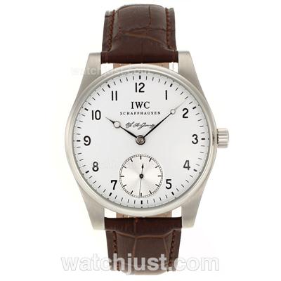 IWC Portuguese F.A. Jones Manual Winding Black Number Markers with White Dial-Leather Strap