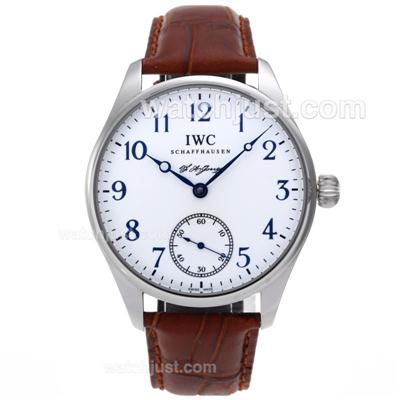 IWC Portuguese Manual Winding Blue Markers with White Dial-Leather Strap