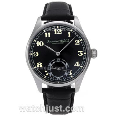 IWC Portuguese Manual Winding Yellow Markers with Black Dial-Leather Strap