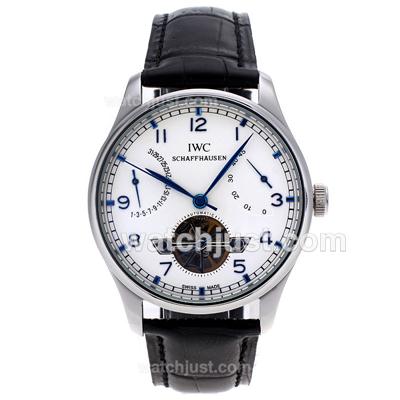 IWC Portuguese Tourbillon Automatic with White Dial-Leather Strap