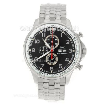 IWC portuguese Working Chronograph Number Markers with Black Dial-S/S