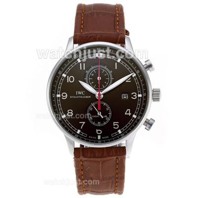 IWC Portuguese Working Chronograph with Brown Dial-Leather Strap