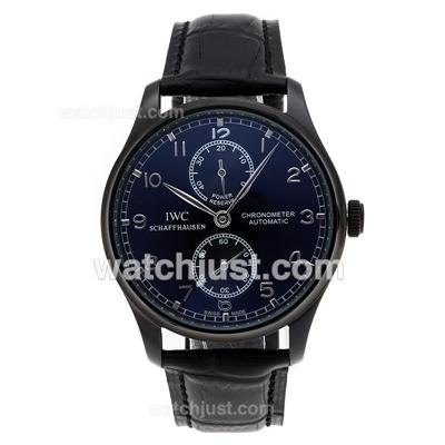 IWC Portuguese Working Power Reserve Automatic PVD Case with Black Dial-Leather Strap