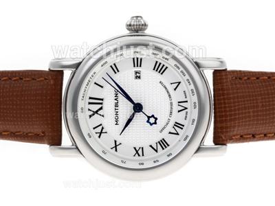 Montblanc Star White Dial with Leather Strap-Lady Size