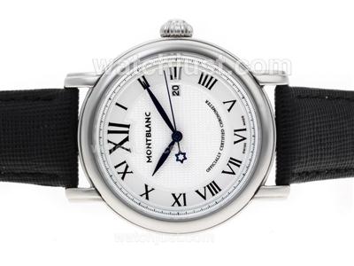 Montblanc Star White Dial with Leather Strap