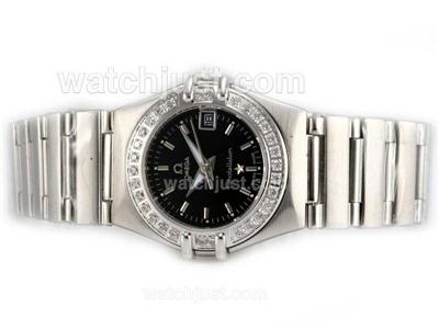 Omega Constellation Diamond Bezel with Black Dial