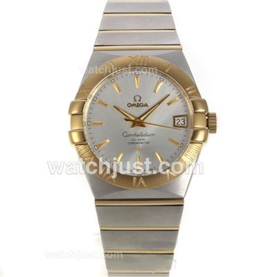 Omega Constellation Swiss ETA 2836 Movement Two Tone Stick Markers with White Dial-Sapphire Glass