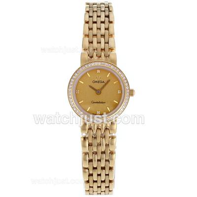 Omega Constellation Swiss ETA Movement Full Gold Diamond Bezel with Golden Dial