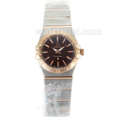 Omega Constellation Two Tone Stick Markers with Brown Dial-Same Chassis as ETA Version-Lady Size