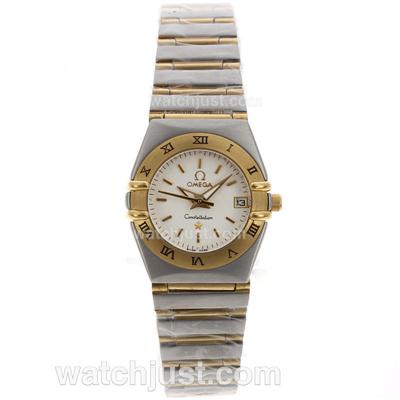 Omega Constellation Two Tone with Stick Marking and White Dial