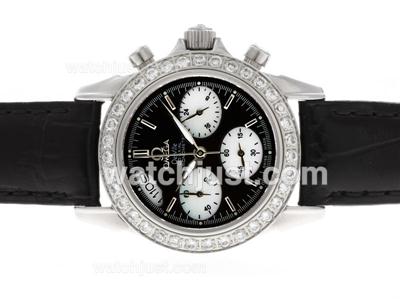 Omega De Ville Working Chronograph Diamond Bezel with Black Dial- Lady Size