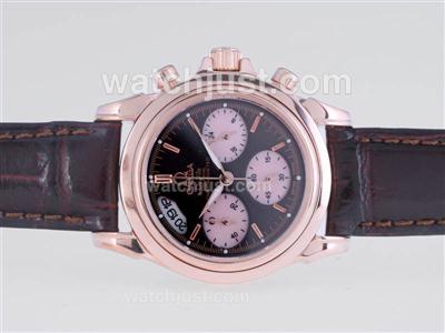 Omega De Ville Working Chronograph Rose Gold Case with Black Dial- Lady Size