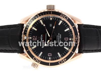 Omega Planet Ocean 007 Quantum Of Solace Edition Automatic Rose Gold Case with Leather Strap