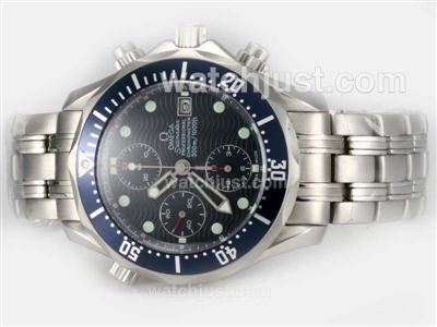 Omega Seamaster 300M Diver Chronograph Swiss Valjoux 7750 Movement with Blue Dial and Bezel