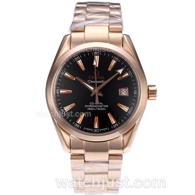 Omega Seamaster Aqua Terra Automatic Full Rose Gold with Black Dial-Same Chassis As Swiss Version-High Quality