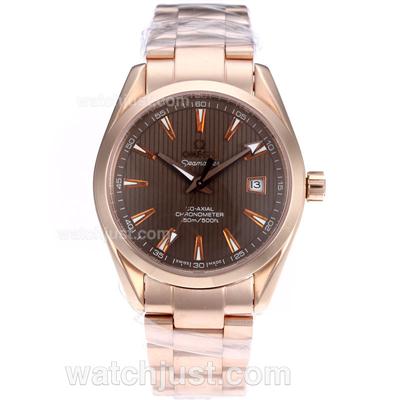 Omega Seamaster Aqua Terra Automatic Full Rose Gold with Brown Dial-Same Chassis As Swiss Version-High Quality