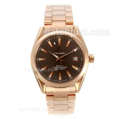 Omega Seamaster Aqua Terra Automatic Full Rose Gold with Brown Dial-Sapphire Glass