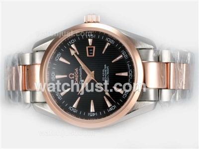 Omega Seamaster Aqua Terra Big Size Automatic Two Tone with Black Tuxedo dial