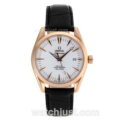 Omega Seamaster Automatic Rose Gold Case with White Dial-Same Chassis As Swiss Version-High Quality