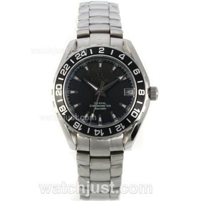 Omega Seamaster Black Bezel with Black Dial S/S-Lady Size