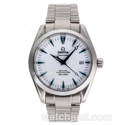 Omega Seamaster Co-Axial Automatic Blue Stick Markers with White Dial S/S-Sapphire Glass