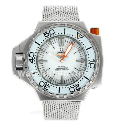 Omega Seamaster Co-Axial Automatic White Bezel Stick Markers with White Dial-S/S