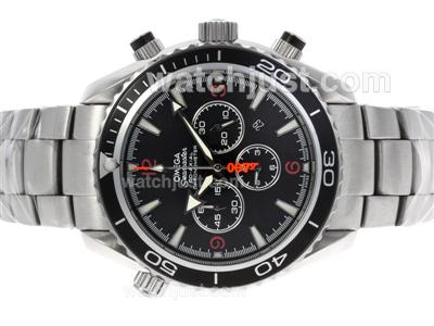 Omega Seamaster Planet Ocean 007 Working Chrono with Black Bezel-Same Chassis As 7750-High Quality