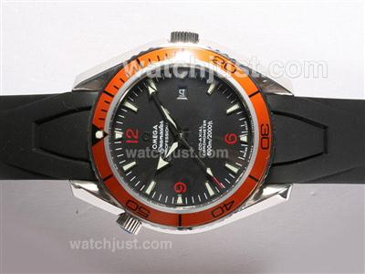 Omega Seamaster Planet Ocean Automatic Black Dial with Orange Bezel-Rubber Strap