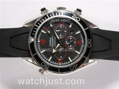 Omega Seamaster Planet Ocean Automatic with Black Bezel and Dial-Rubber Strap