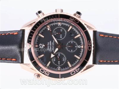 Omega Seamaster Planet Ocean Chronograph Swiss Valjoux 7750 Movement-18K Rose Gold Casing