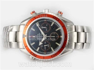 Omega Seamaster Planet Ocean Chronograph Swiss Valjoux 7750 Movement with Orange Bezel