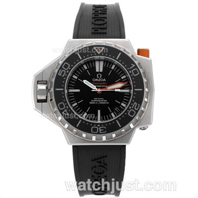 Omega Seamaster Swiss ETA 2836 Movement Sapphire Bezel with Black Dial-Rubber Strap