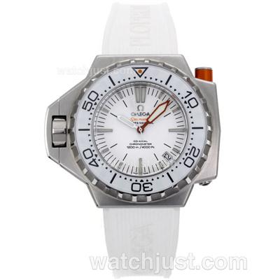 Omega Seamaster Swiss ETA 2836 Movement Sapphire Bezel with White Dial-Rubber Strap