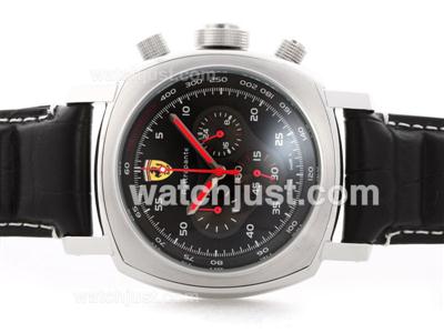 Panerai For Ferrari Rattrapante Working Chronograph with Black Dial - Leather Strap