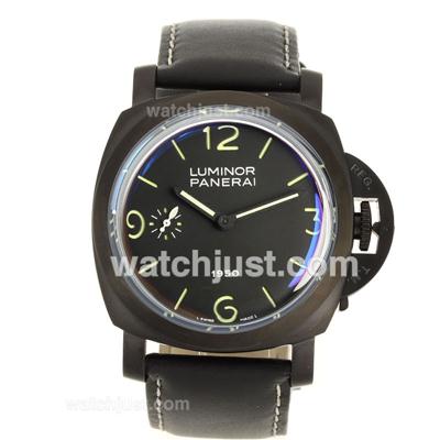 Panerai Luminor 1950 Unitas 6497 Movement PVD Case with Black Dial-Black Movement