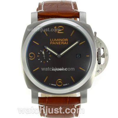 Panerai Luminor Automatic with Brown Dial-Brown Leather Strap