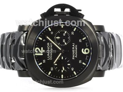 Panerai Luminor Chronograph Lemania Movement With Full PVD Case S/S