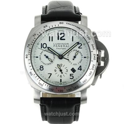 Panerai Luminor Daylight Automatic White Dial with Leather Strap-Same Structure As 7750-High Quality